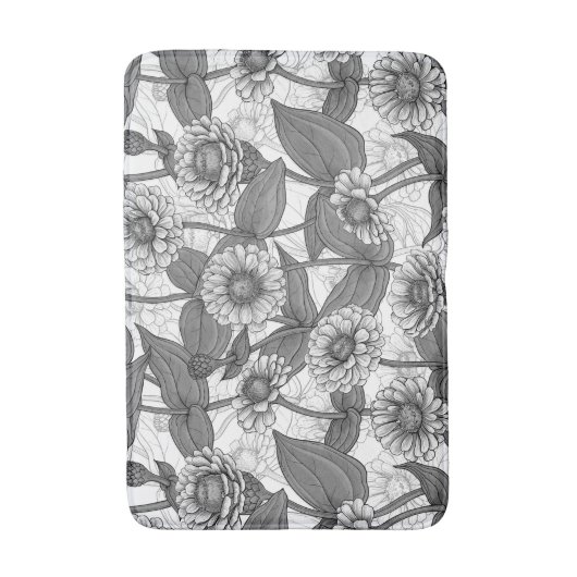 Zinnia's, monochome op wit badmat (Voorkant Verticaal)