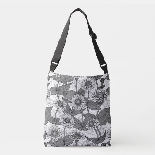 Zinnia's, monochome op wit crossbody tas (Voorkant)
