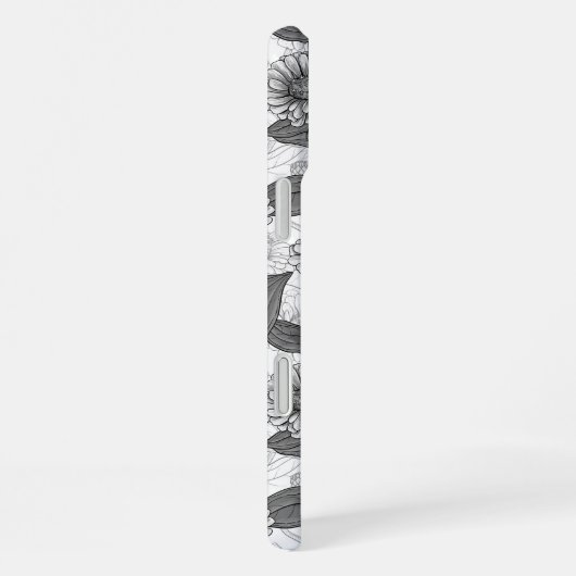 Zinnia's, monochome op wit iPhone hoesje (Rechterkant)