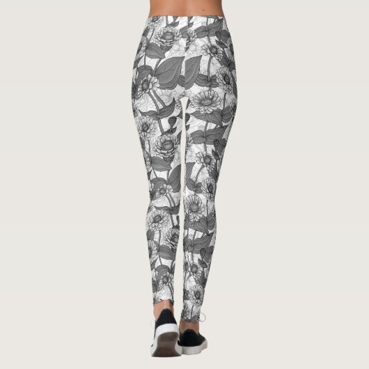 Zinnia's, monochome op wit leggings (Achterkant)
