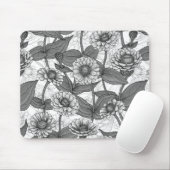 Zinnia's, monochome op wit muismat (Met muis)
