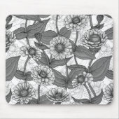 Zinnia's, monochome op wit muismat (Voorkant)