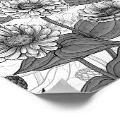 Zinnia's, monochome op wit poster (Hoek)