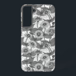 Zinnia's, monochome op wit samsung galaxy hoesje<br><div class="desc">Handgeschilderde zinnia bloemen vector patroon</div>