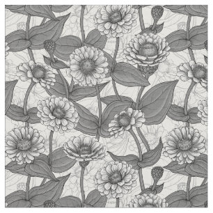 Zinnia's, monochome op wit stof