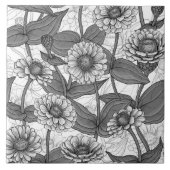 Zinnia's, monochome op wit tegeltje (Voorkant)