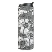 Zinnia's, monochome op wit thermosbeker (Gedraaid links)