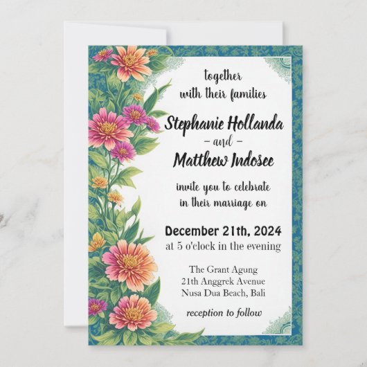 Zinnias Symbolen van uithoudingsvermogen, Affectie Kaart (Voorkant)