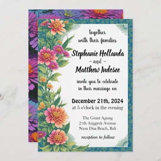 Zinnias Symbolen van uithoudingsvermogen, Affectie Kaart (Voorkant / Achterkant)