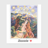 Zion Angels Landing Hiking Trail Colorful Van Gogh Sticker (Vel)
