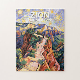 Zion Angels Landing Wandelroute Kleurrijke Van Gog Legpuzzel