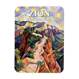 Zion Angels Landing Wandelroute Kleurrijke Van Gog Magneet