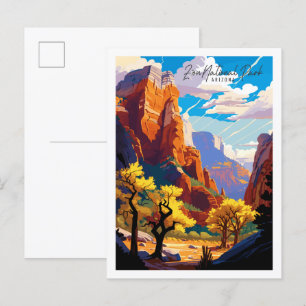 Zion Arizona USA vintage reisillustratie Briefkaart