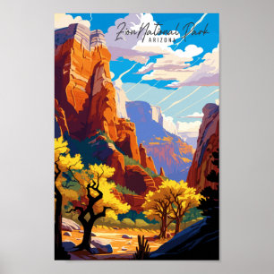 Zion Arizona USA vintage reisillustratie Poster