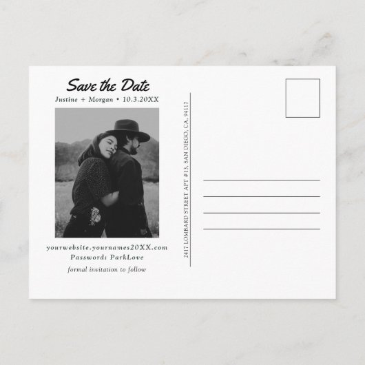 Zion Bruiloft Save the Date Briefkaart (Achterkant)