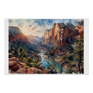Zion Canyon bij zonsopgang,  Perfect Poster