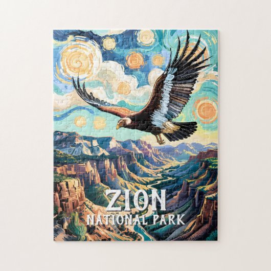 Zion Canyon Bird California Condor Vivid Van Gogh Legpuzzel (Verticaal)