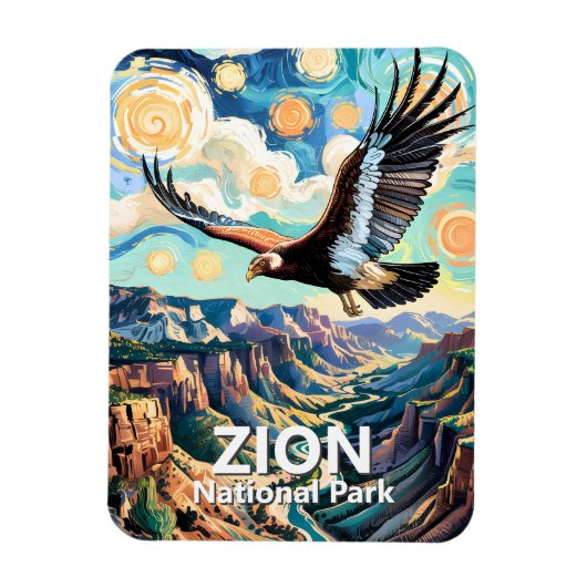 Zion Canyon Bird California Condor Vivid Van Gogh Magneet (Verticaal)