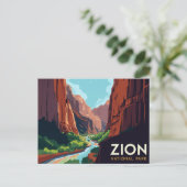 Zion Canyon Narrows Vintage Poster Briefkaart (Staand voorkant)