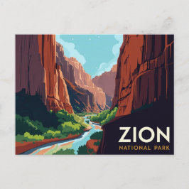 Zion Canyon Narrows Vintage Poster Briefkaart