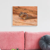 Zion Chipmunk op Red Rocks Canvas Afdruk (Insitu (Woonkamer))