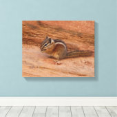 Zion Chipmunk op Red Rocks Canvas Afdruk (Insitu (Houten vloer))