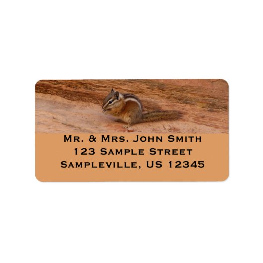 Zion Chipmunk op Red Rocks Etiket (Voorkant)