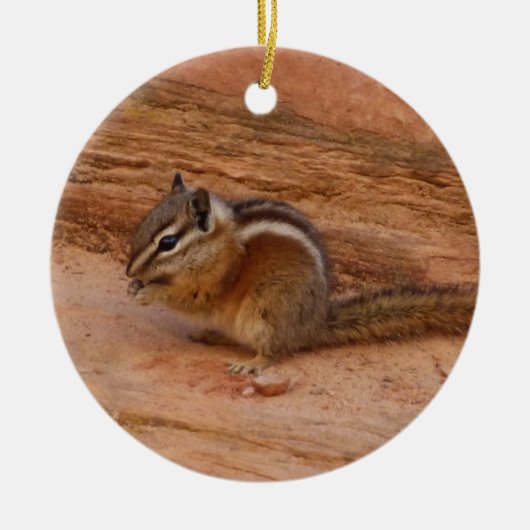 Zion Chipmunk op Red Rocks Keramisch Ornament (Voorkant)