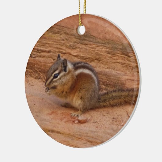 Zion Chipmunk op Red Rocks Keramisch Ornament (Links)