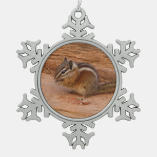 Zion Chipmunk op Red Rocks Tin Sneeuwvlok Ornament