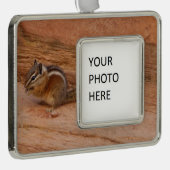 Zion Chipmunk op Red Rocks Verzilverd Omlijst Ornament (Rechts)