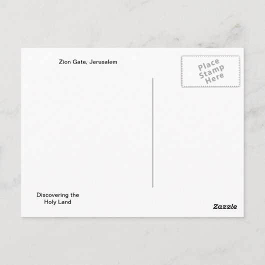 Zion Gate, Jeruzalem Briefkaart (Achterkant)