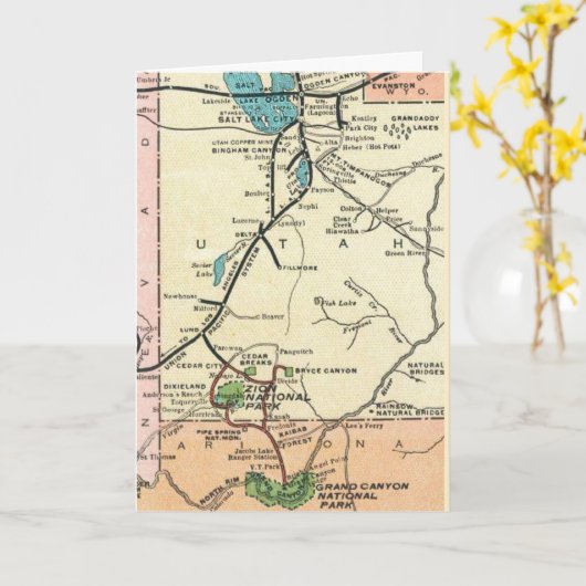 Zion - Grand Canyon Vintage Kaart (Gele Bloem)