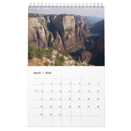 Zion Kalender (Mar 2026)