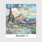 Zion Levendig Landschap Retro Rivier Zonsondergang Sticker (Vel)