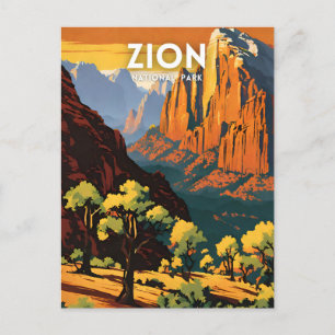 Zion Nationaal Park illustratie retro Decoratief Briefkaart