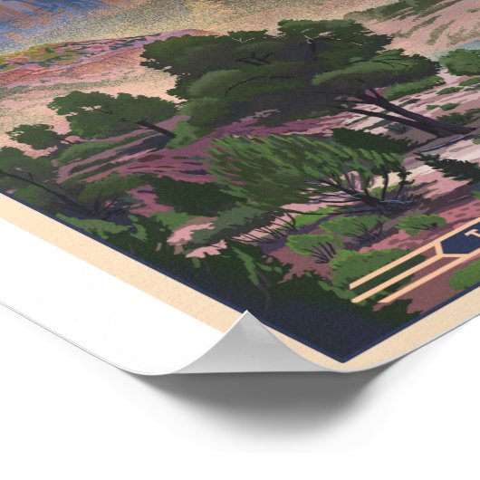 Zion Nationaal Park Litho Kunstwerk Poster (Hoek)