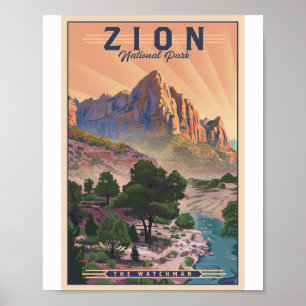 Zion Nationaal Park Litho Kunstwerk Poster