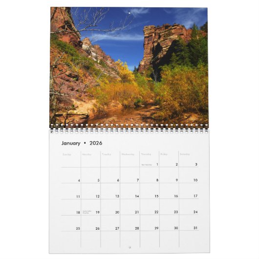 Zion Nationaal Park Utah Fine Art Photography 2026 Kalender (Jan 2026)
