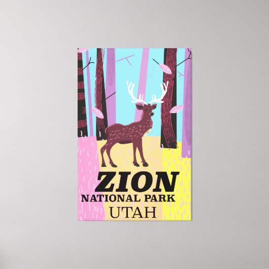Zion nationaal park Utah reisposter. Canvas Afdruk (Voorkant)
