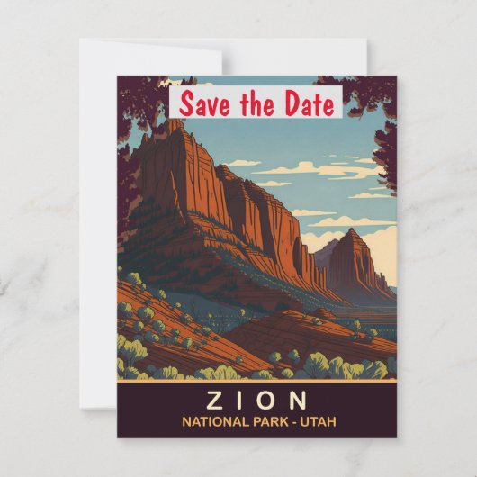 Zion, Nationaal Park Utah, Reizen Briefkaart (Voorkant)