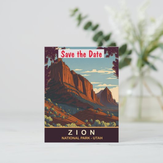 Zion, Nationaal Park Utah, Reizen Briefkaart (Staand voorkant)