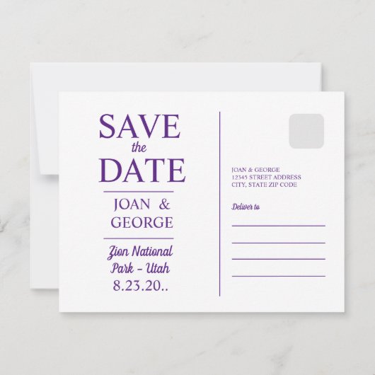 Zion, Nationaal Park Utah, Reizen Briefkaart (Achterkant)