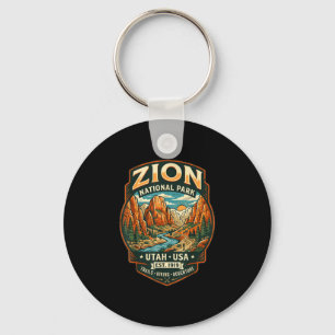Zion nationaal park utah retro canyon wandelen sleutelhanger