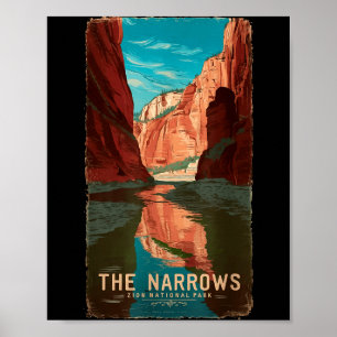 Zion nationaal park utah vintage the narrows poster