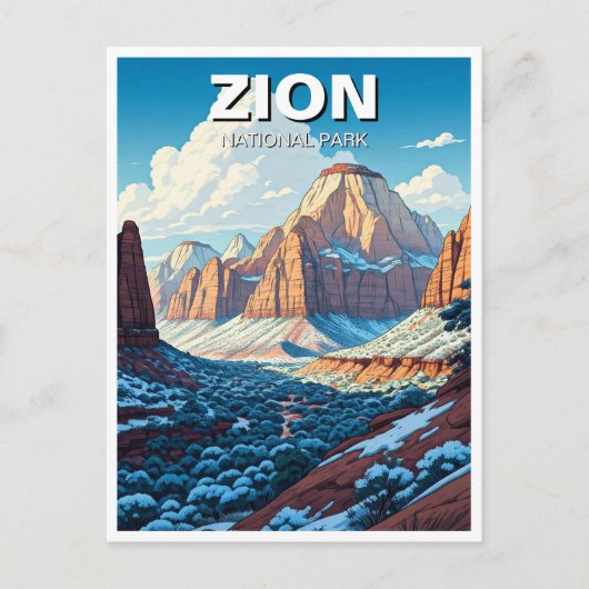 Zion Nationaal Park Utah Winter Briefkaart (Voorkant)
