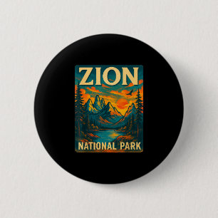 Zion nationaal park vintage reis buiten ronde button 5,7 cm