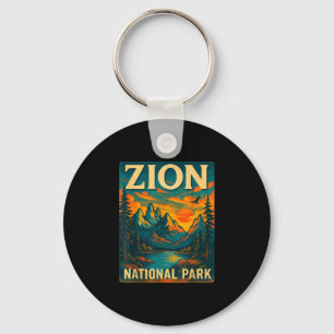 Zion nationaal park vintage reis buiten sleutelhanger