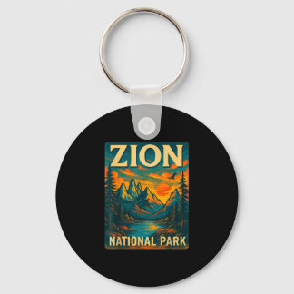 Zion nationaal park vintage reis buiten sleutelhanger
