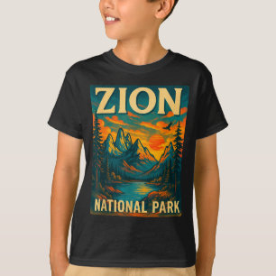 Zion nationaal park vintage reis buiten t-shirt